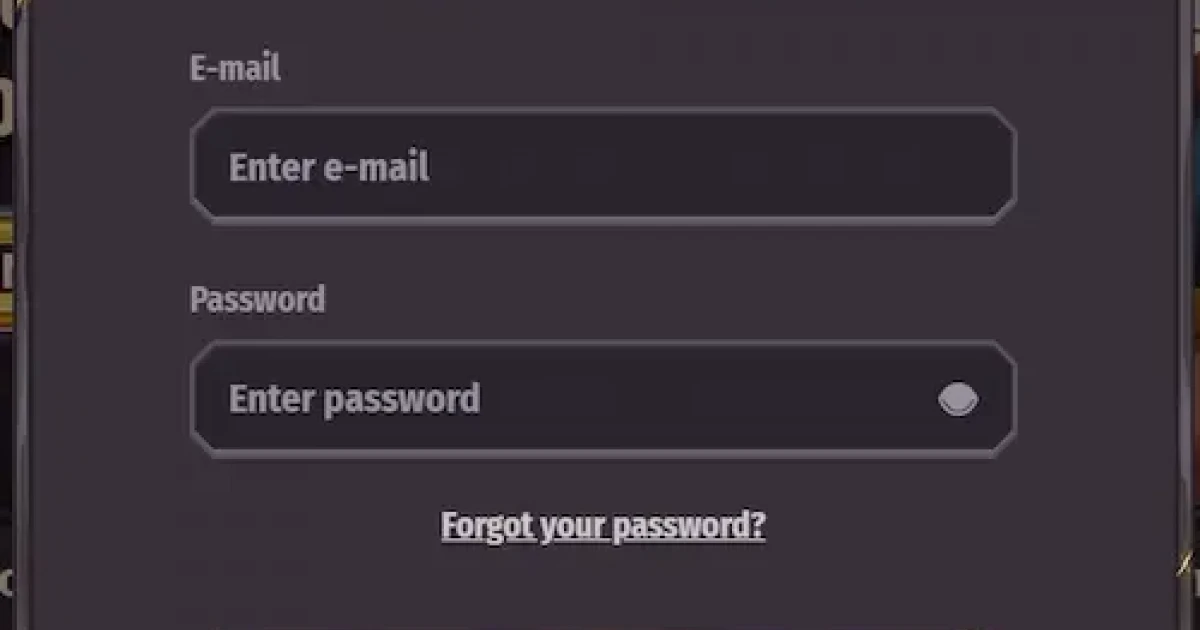 Dragonia login skärmbild